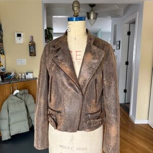 Fenix Snake Embossed Faux Leather Moto Jacket by Free People